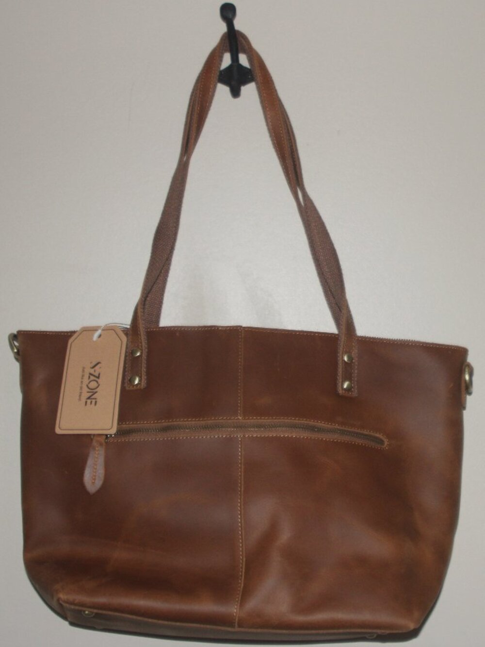 17A     NWT S-ZONE LEATHER BAG/TOTE/PURSE   BROWN